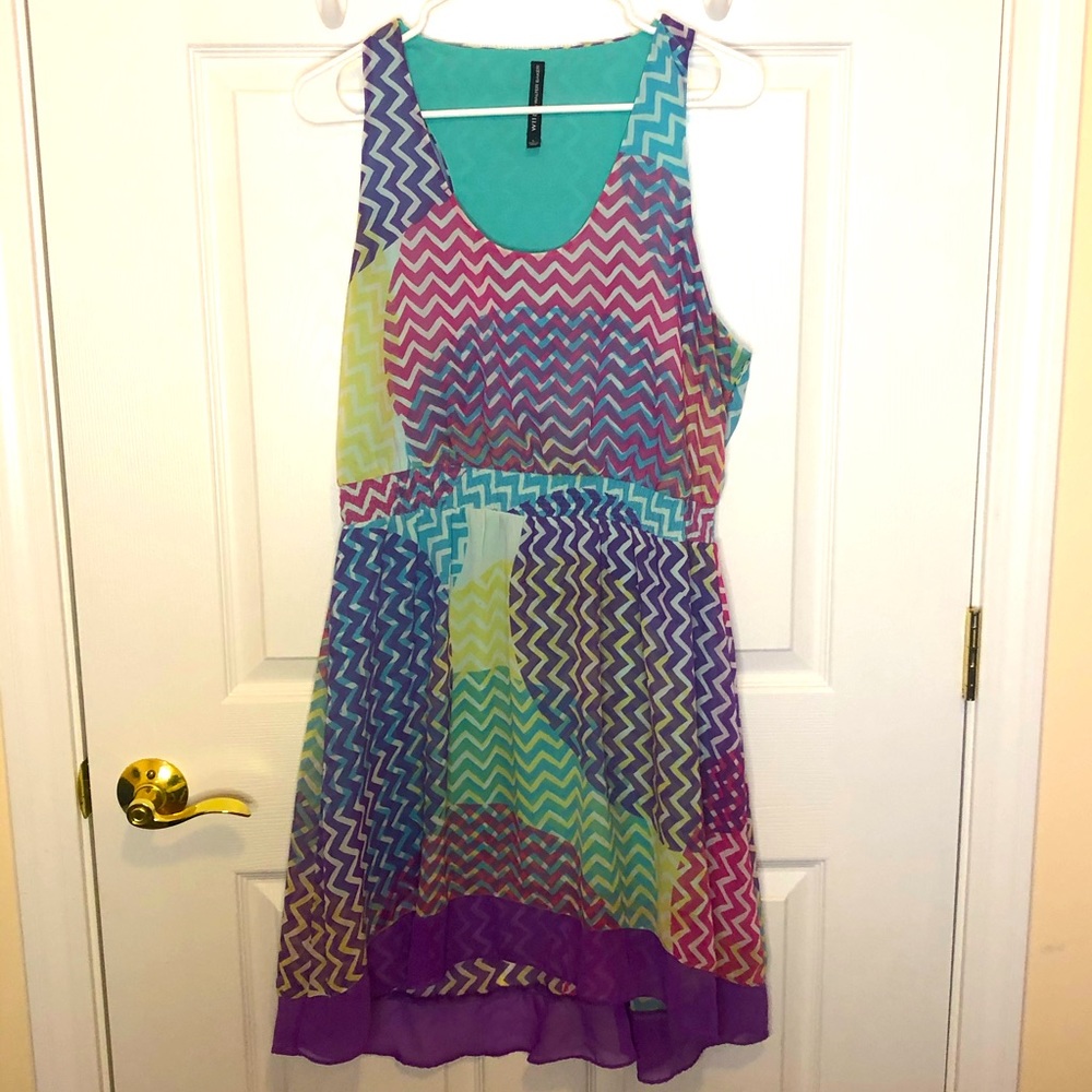 W118 By Walter Baker Chevron Bold Color 70s Dress